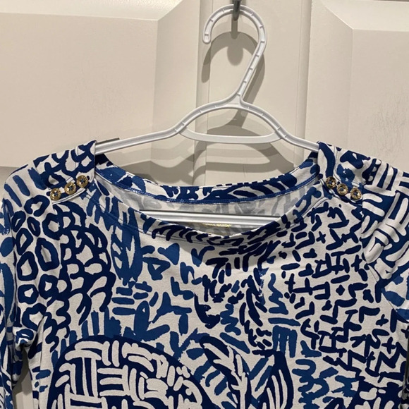 Lilly Pulitzer Sophie Dress Indigo Home Slice Blue Pineapple Print, 16830 - Picture 5 of 12